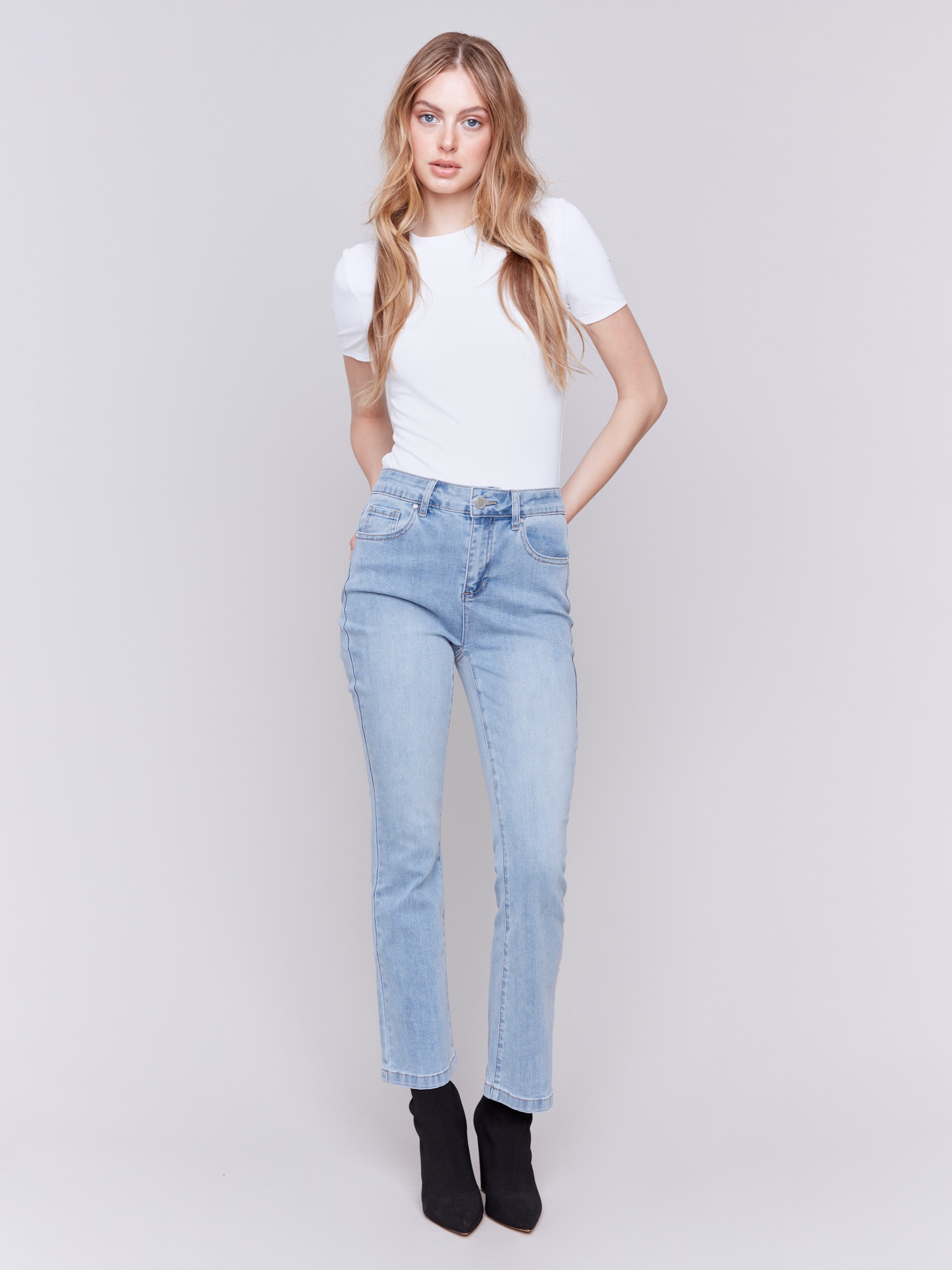 Bootcut Stretch Denim Pants - Light Blue