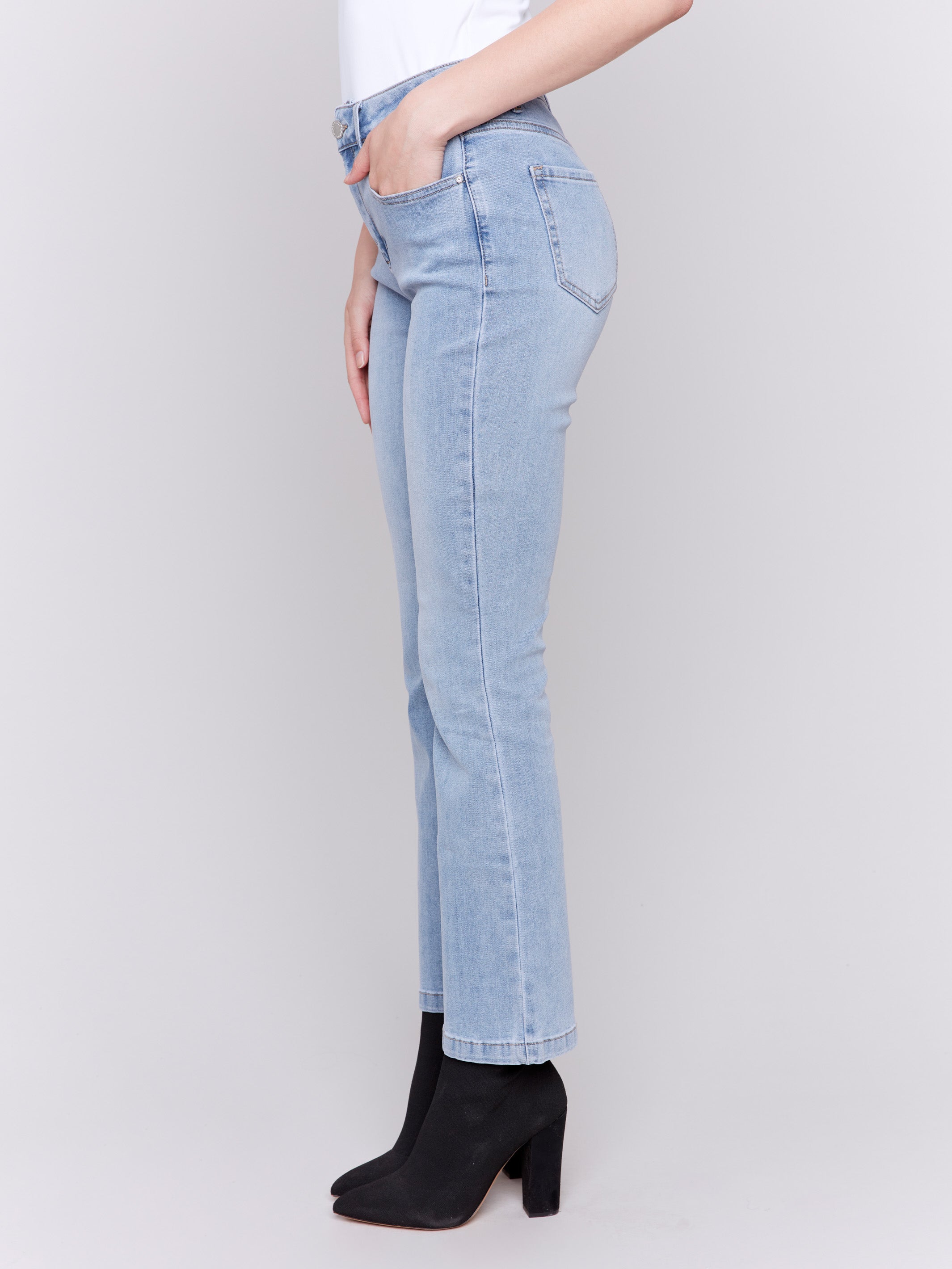 Bootcut Stretch Denim Pants - Light Blue