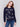 Navy blue sweater with jacquard cheetah pattern featuring a crew neckline and long sleeves by Charlie B.