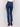 Indigo blue bootcut jeans with an asymmetrical frayed hem and bootcut fit design by Charlie B.