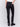 Black bootcut twill pants with an asymmetrical fringe hem and mid-rise waist by Charlie B.