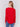 Cranberry red long-sleeved knit sweater with lace-up cuffs, rounded hem, and front pockets by Charlie B.