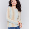 Matcha ombre striped long-sleeved crop sweater with a crew neckline by Charlie B.