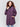 Plum purple long quilted puffer jacket with rib knit detail, zipper front, and front pockets by Charlie B.