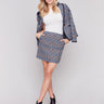 Plaid woven short skirt in multicolor with high-rise fit and two side pockets, featuring a mini length by Charlie B.