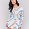 Steel tie-dye sweater with long sleeves and crew neckline by Charlie B.