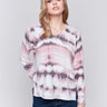 Woodrose tie-dye patterned V-neck sweater with long sleeves by Charlie B.