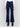 Blue Pull-On Flare Jeans with front buttons and two back patch pockets by Charlie B.