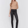 Reversible pull-on pants in truffle plaid with dark pattern on the other side, featuring a slim leg and mid-rise fit by Charlie B.